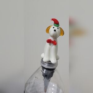 Nantucket Distributing Christmas Dog Blown Glass Wine Bottle Stopper